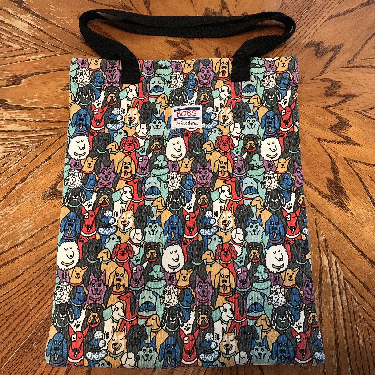 Bobs From Skechers Canvas Tote Bag Dog-Face Print featuring multiple dog breeds