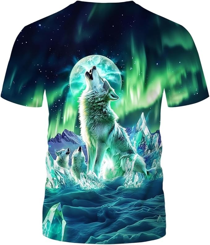 Funny Wolf Graphic T-Shirt Novelty Short Sleeve Crewneck Shirt