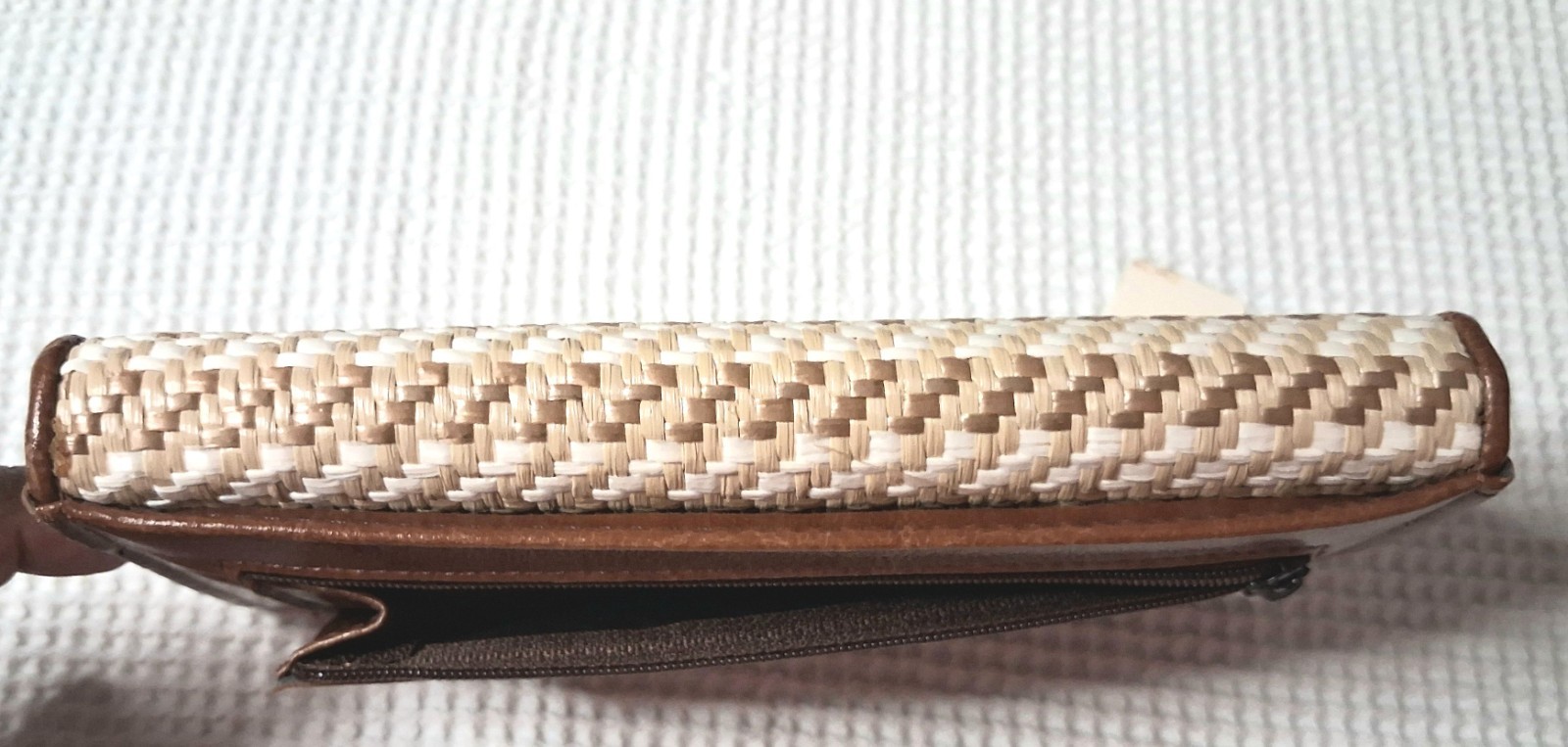 MINT Vintage Texas Leather Woven Straw Shoulder Bag 3PC Wallet Removable Insert