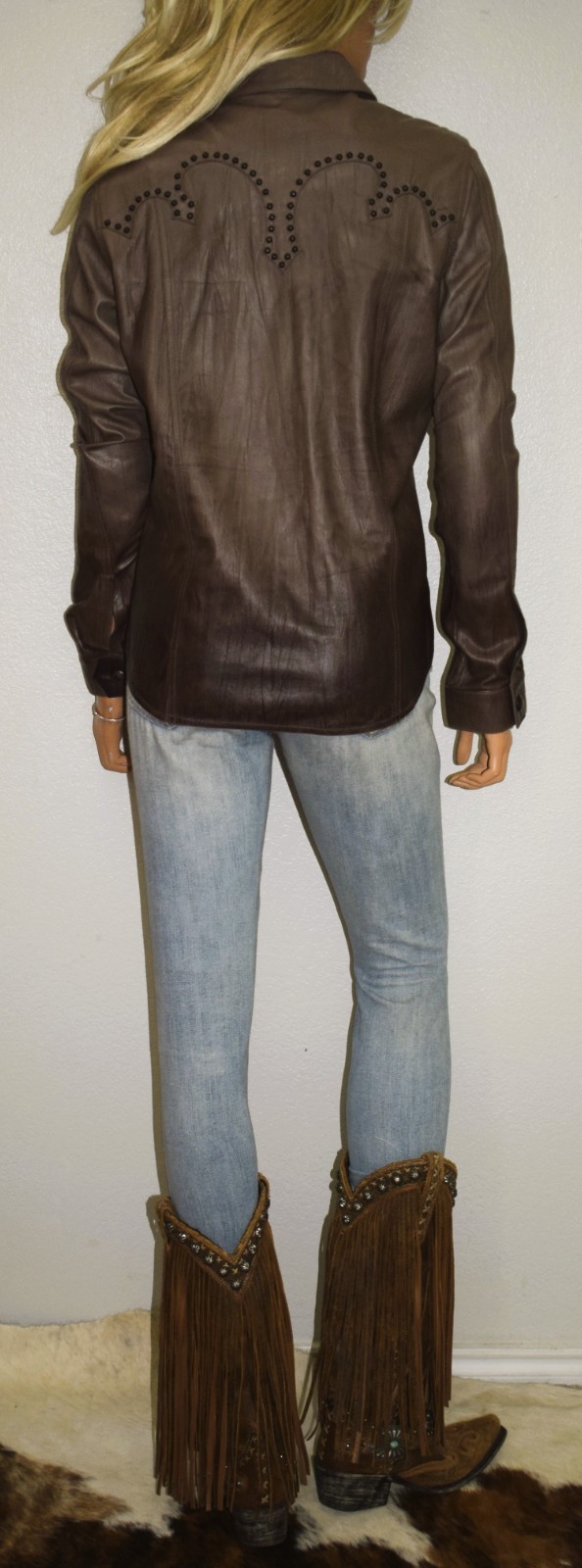 DOUBLE D RANCH Daughtry Leather Shirt Jacket Large