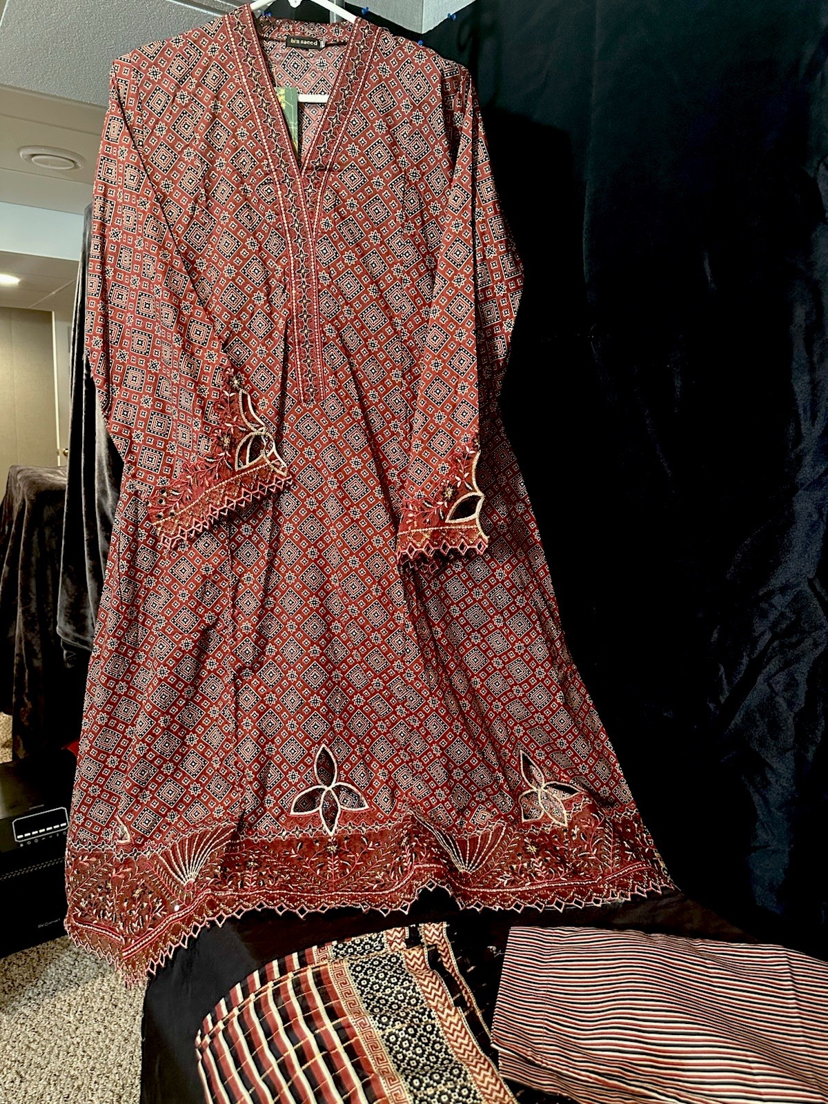 Bin Saeed Lawn Cotton 3 Pc Suit-premium Cut Work Emb- Aline Style-M – $44