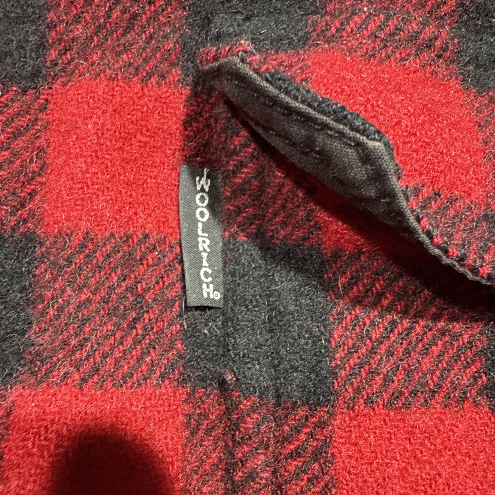 Men’s WOOLRICH Red Black Buffalo Plaid Button Up Wool Shirt Jacket – Size XL
