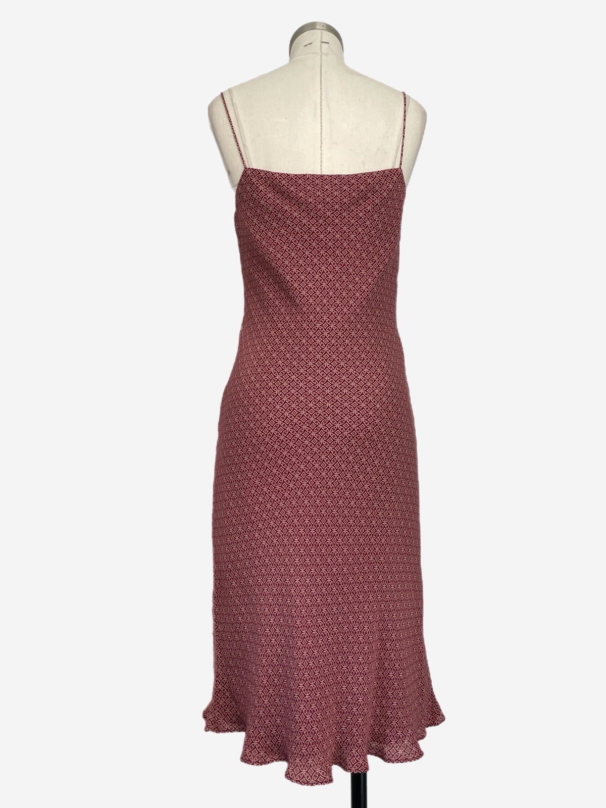 Vintage 90s Ann Taylor Burgundy silk floral geometric slip dress classic clean S