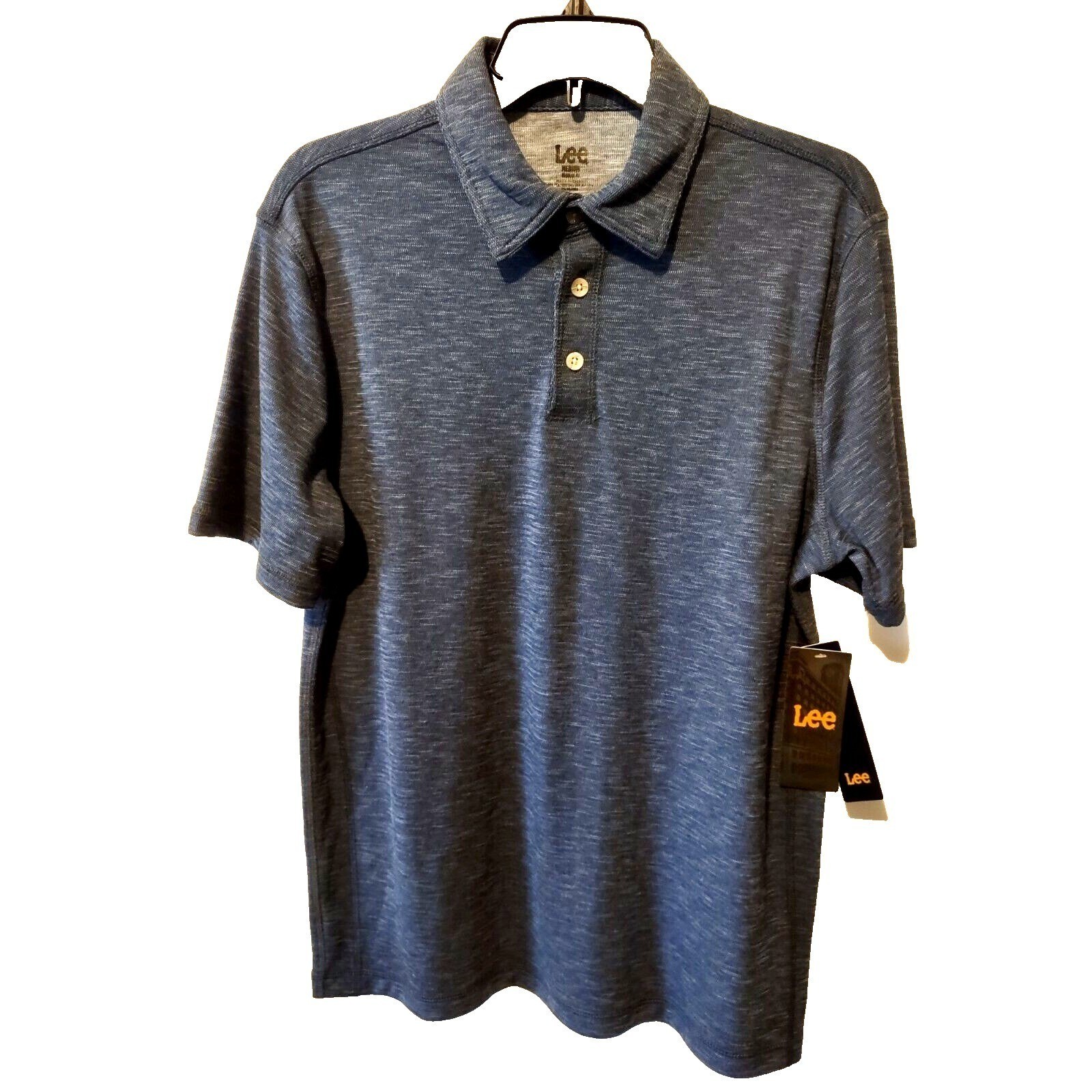 Polo Shirt Lee Blue Medium Marl Normcore Cozy Core Comfort Soft Casual Wear New