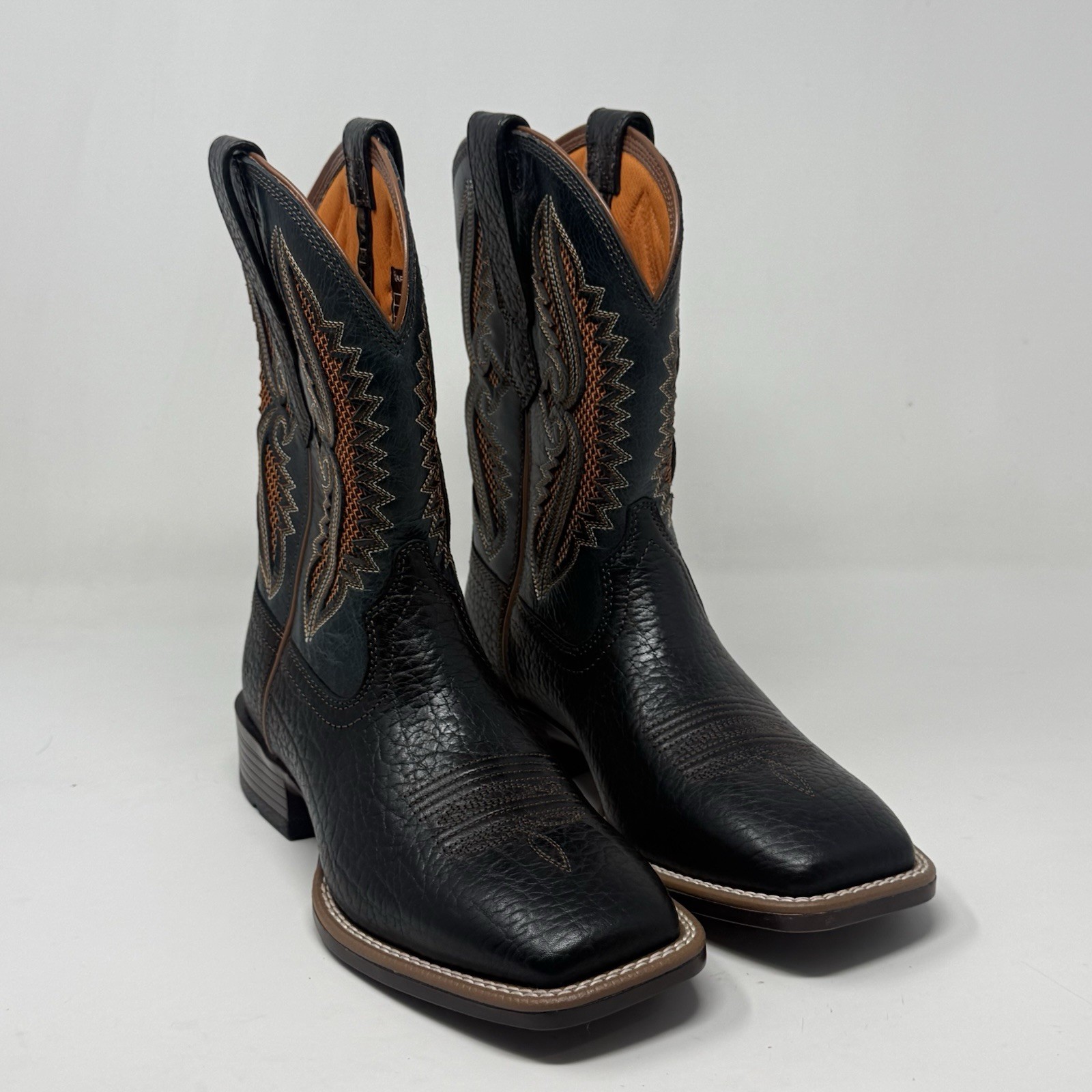 Ariat Rowder Venttek 360 Cowboy Boots Mens 7 D Black Orange Leather Square Toe