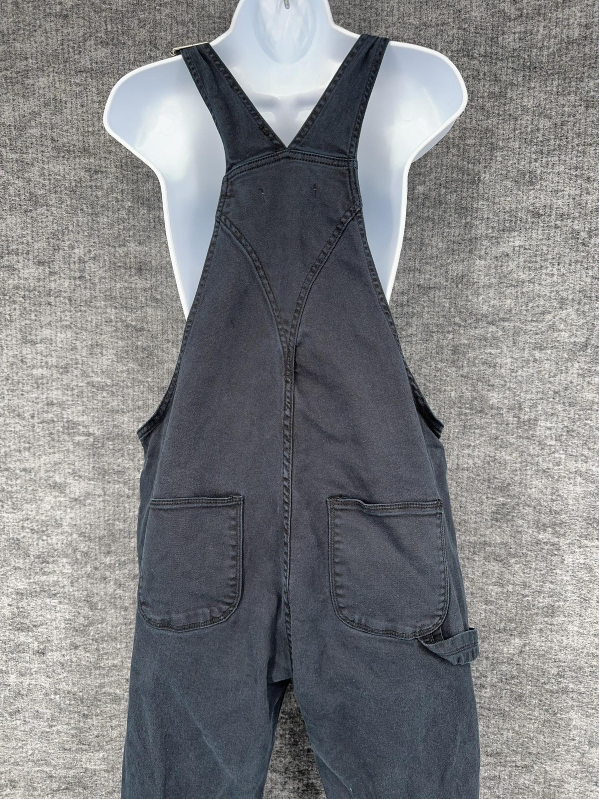 Assembly Label Overalls Womens 10 Black Twill Adjustable Strap Pockets Casual