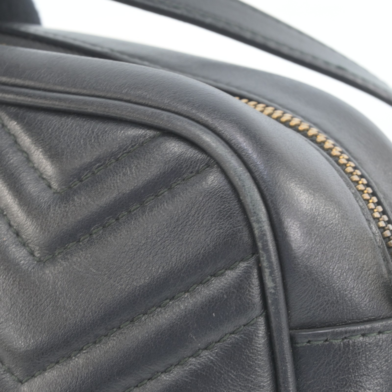 Auth GUCCI GG Marmont Chain Shoulder Cross Bag Leather 447632 Black F1594SG708