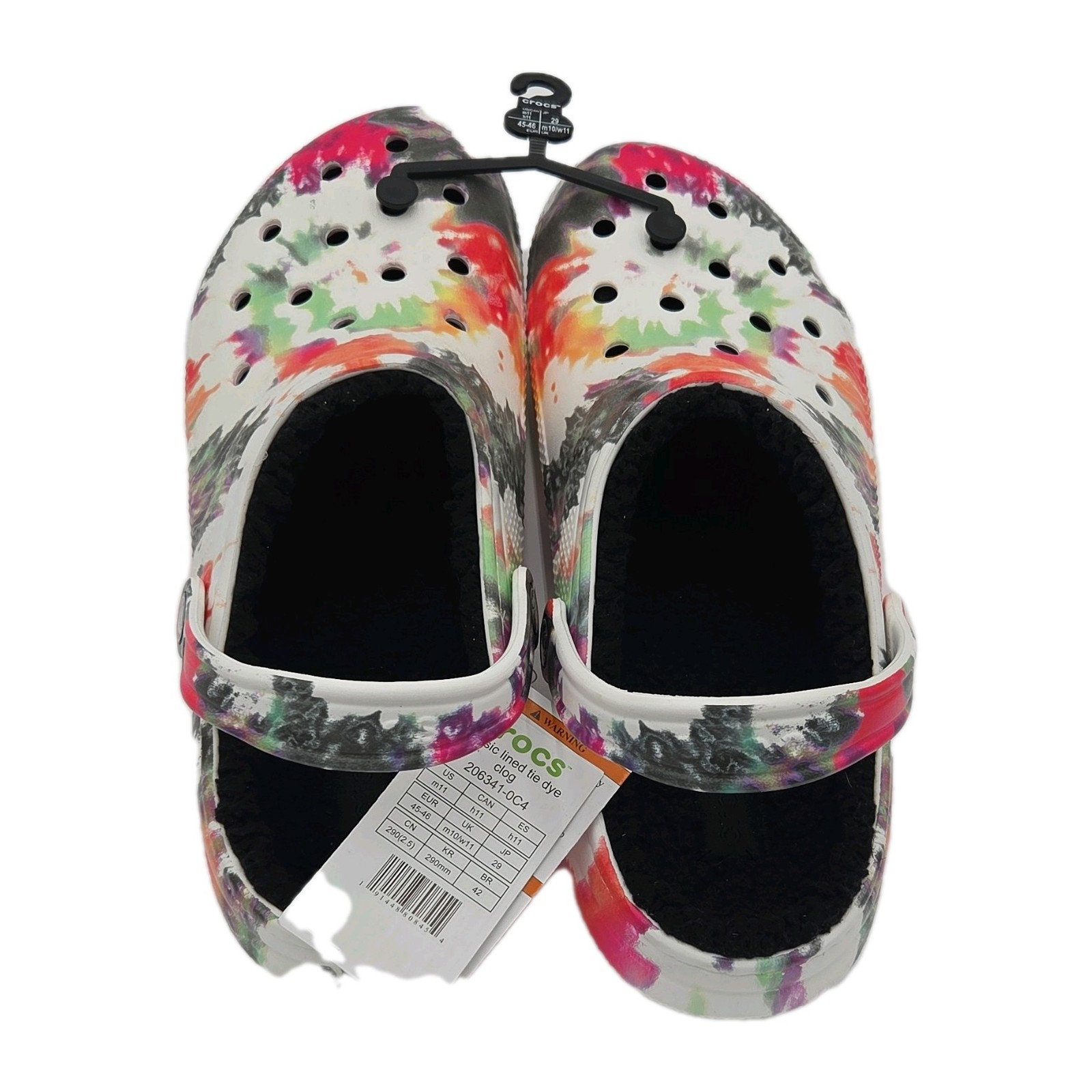 Crocs Classic Lined Colorful Tie Dye Clogs size m 11 NEW 206341-0C4