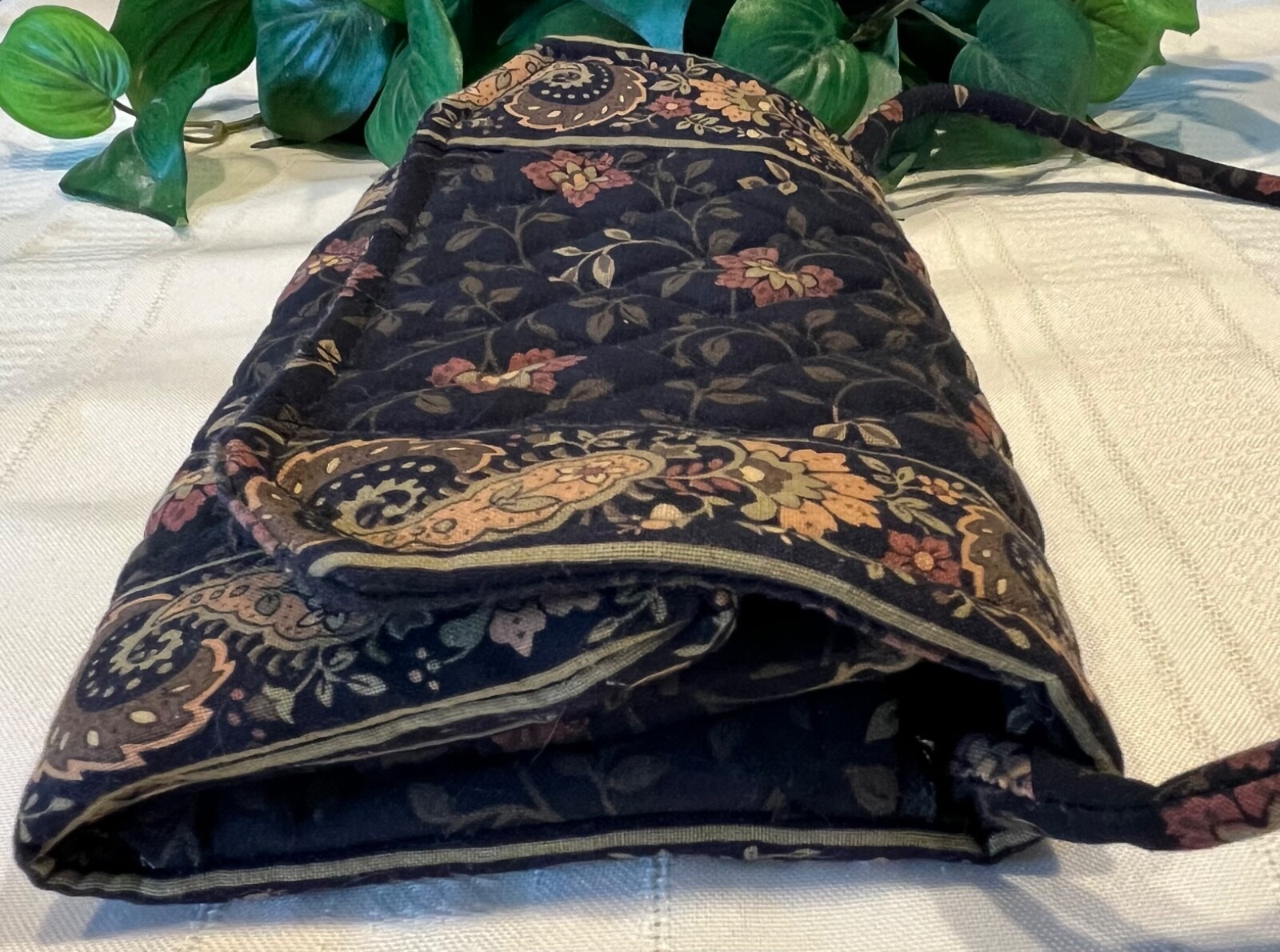 Vera Bradley Vintage Crossbody Organizer Black Walnut Wallet with Strap 1999 US