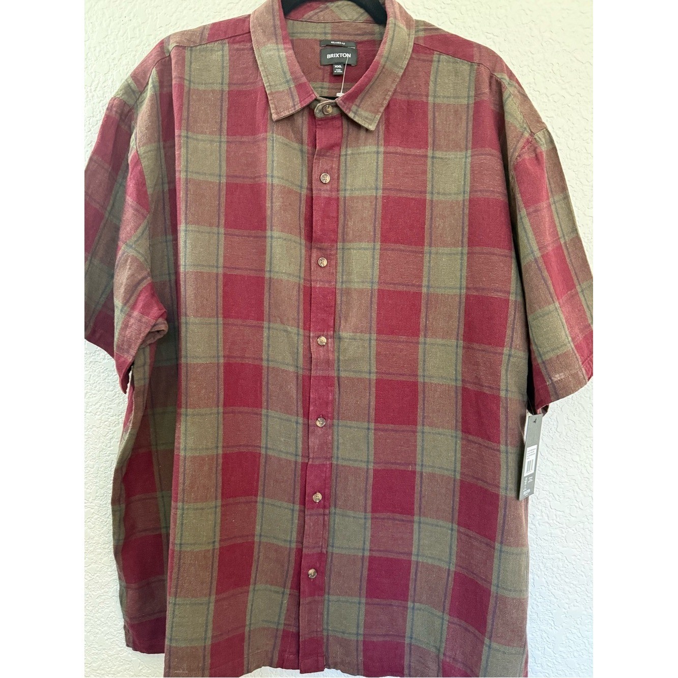 Brixton | Cru Linen Blend Plaid Shirt | XXL | NWT
