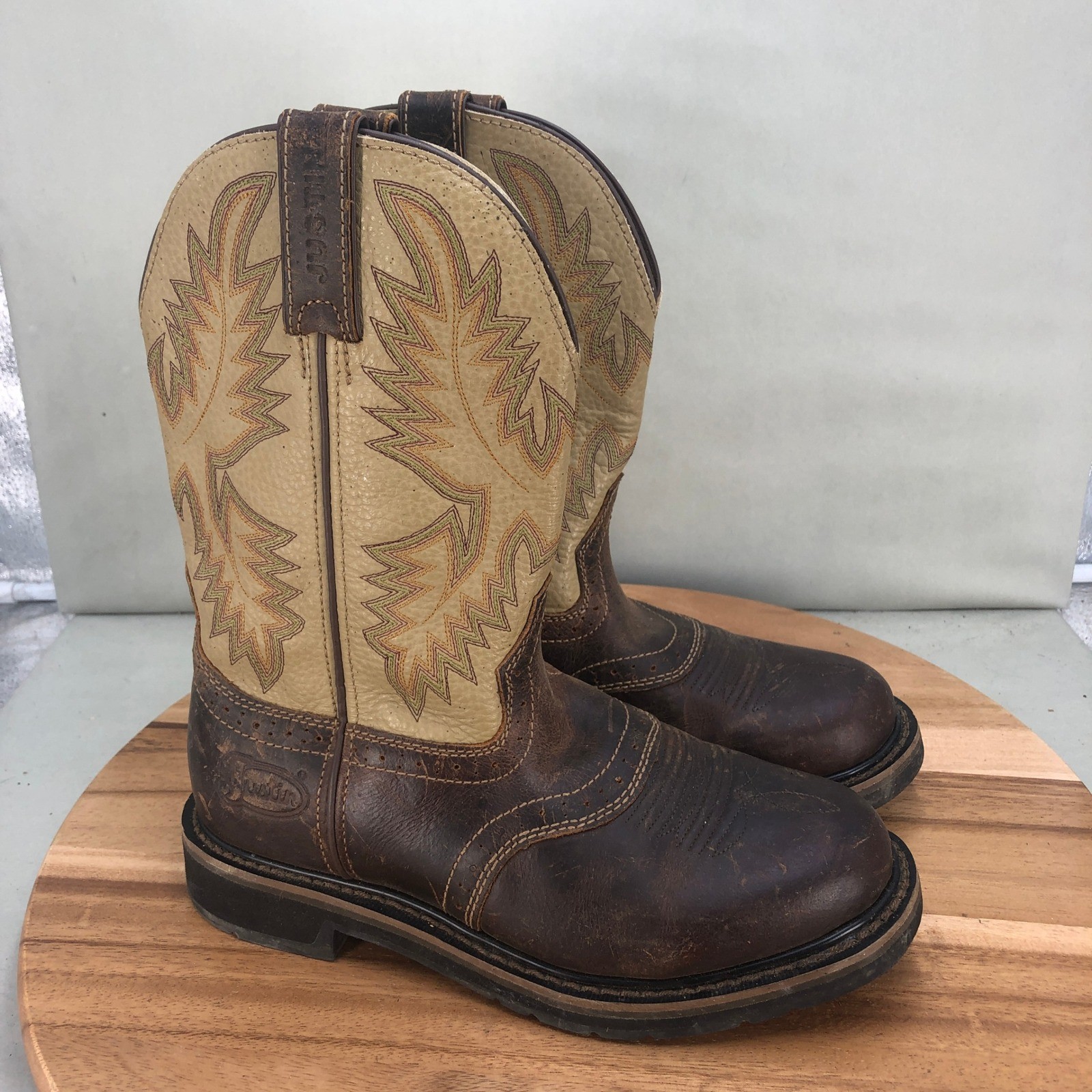 Justin Mens Superintendent EH Western Work Boots Leather Brown Size 7 D
