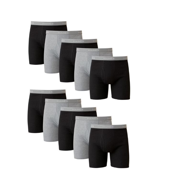 Hanes Men’s Super Value Pack Assorted Boxer Briefs, 10-Pack Soft and Breathable