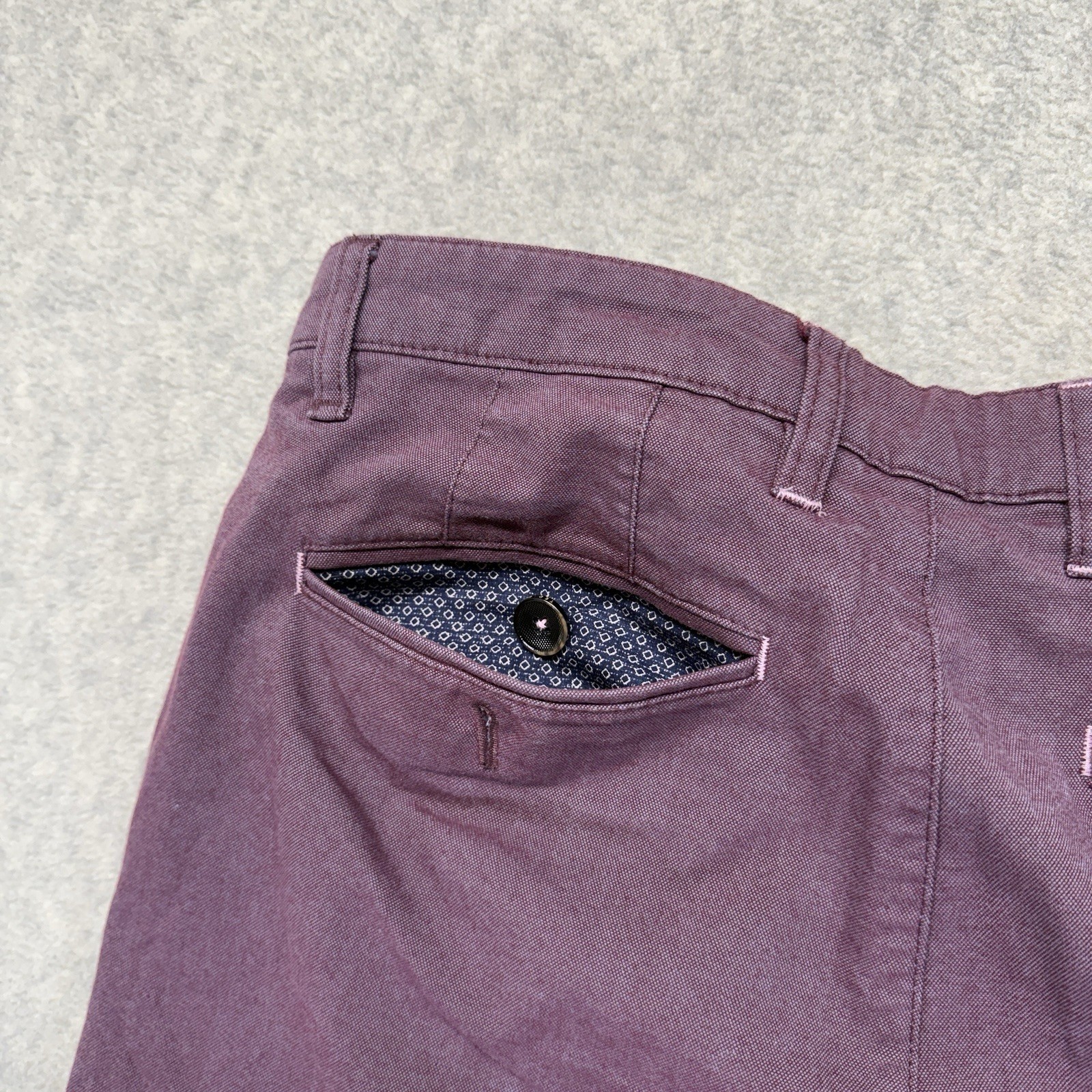 Ted Baker London Mens Chino Pants 30R Purple Slim Fit Cotton Stretch