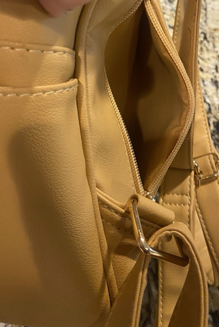 New! ECOSUSI Yellow Gold Backpack Purse & Matching Wristlet Wallet PU Leather