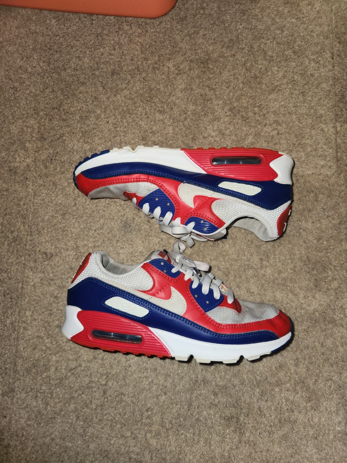 Nike Air Max 90 USA Red White Blue Low Lace Up Sneakers | M9