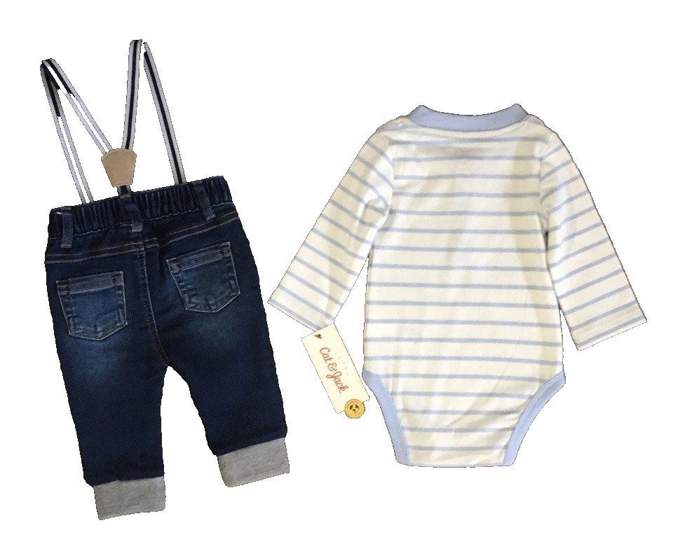 Baby Boys’ Mini Man Suspender Top & Bottom Set – Cat & Jack 0-3 Months
