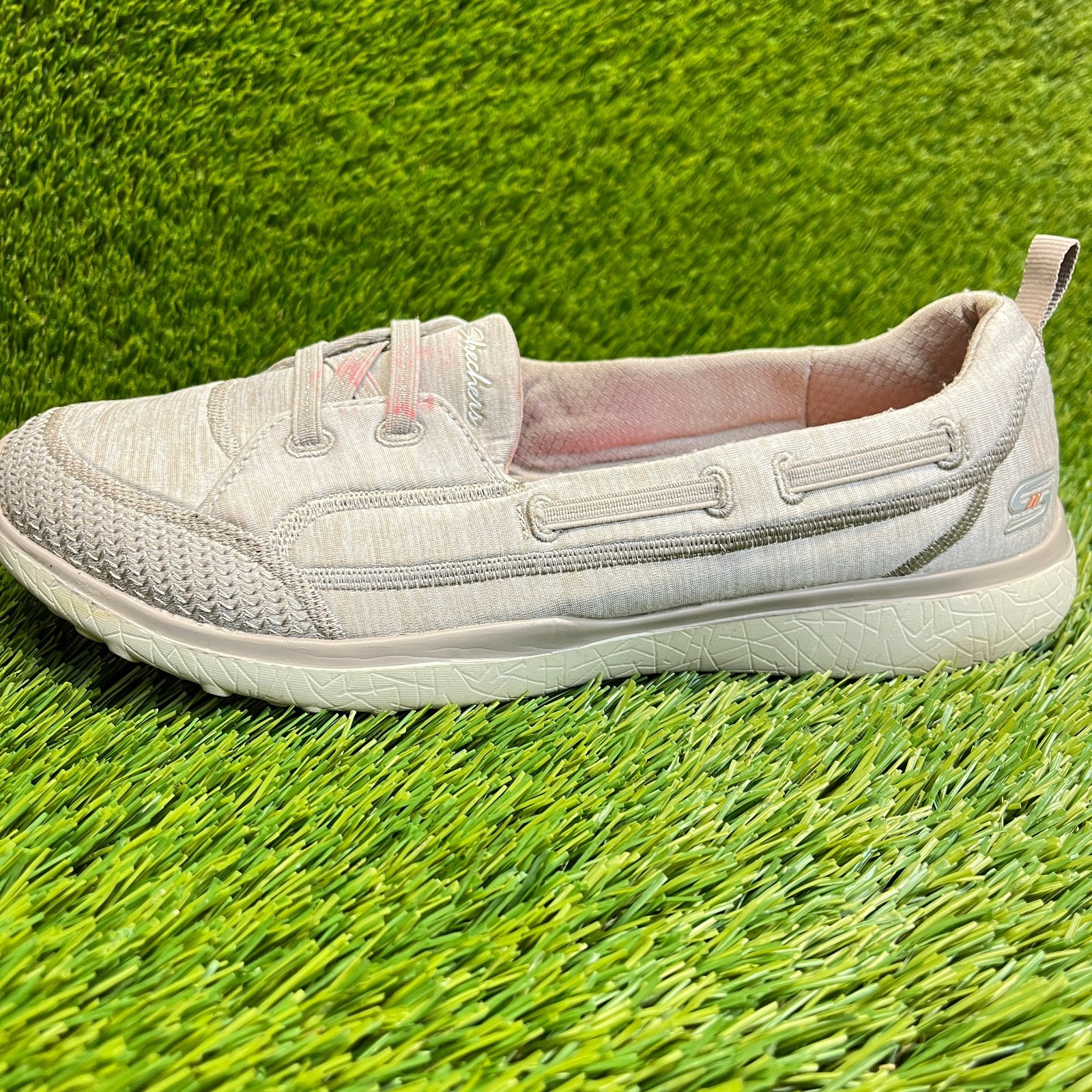 Skechers Microburst Topnotch Womens Size 10 Taupe Casual Walking Flats Shoes