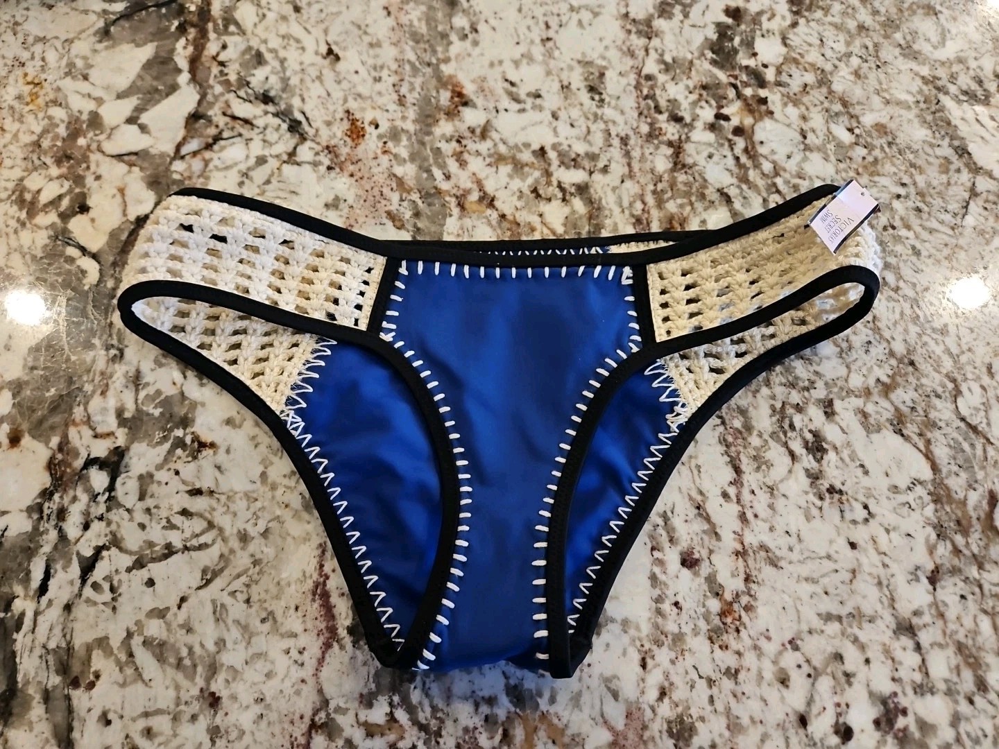 Victoria’s Secret Surf Crochet Classic Hipster Swim Bottoms XS Vibrant Blue