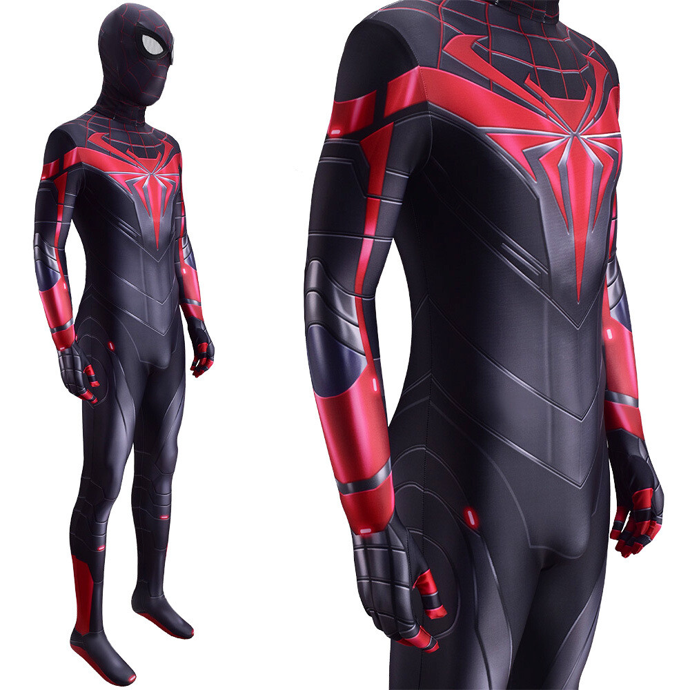 2021 Miles Morales Spiderman Jumpsuit Spider-man Cosplay Costume Suit Halloween