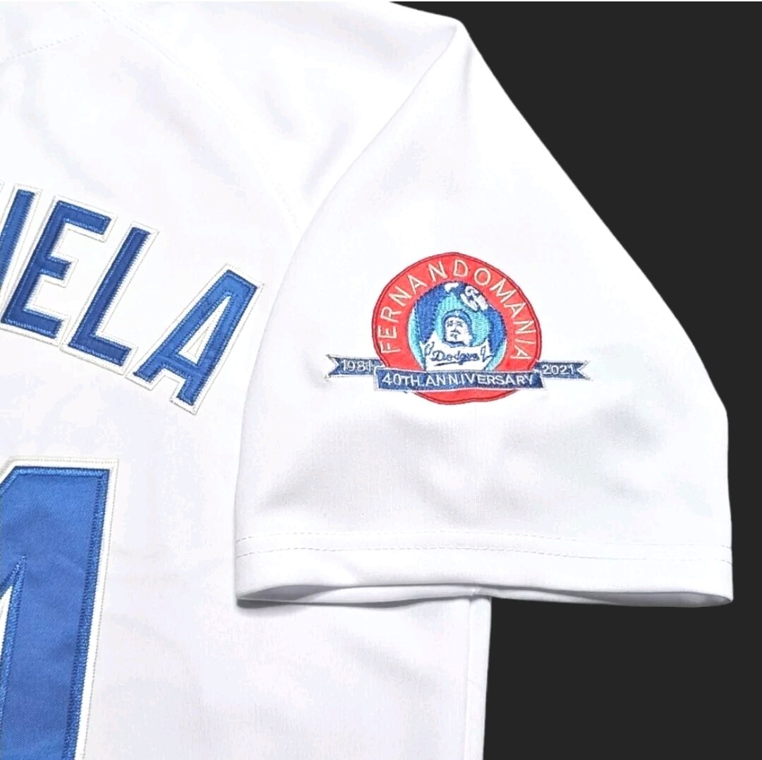 Fernando Valenzuela Dodgers 1981 World Series 34 Patch Men’s Throwback Jersey