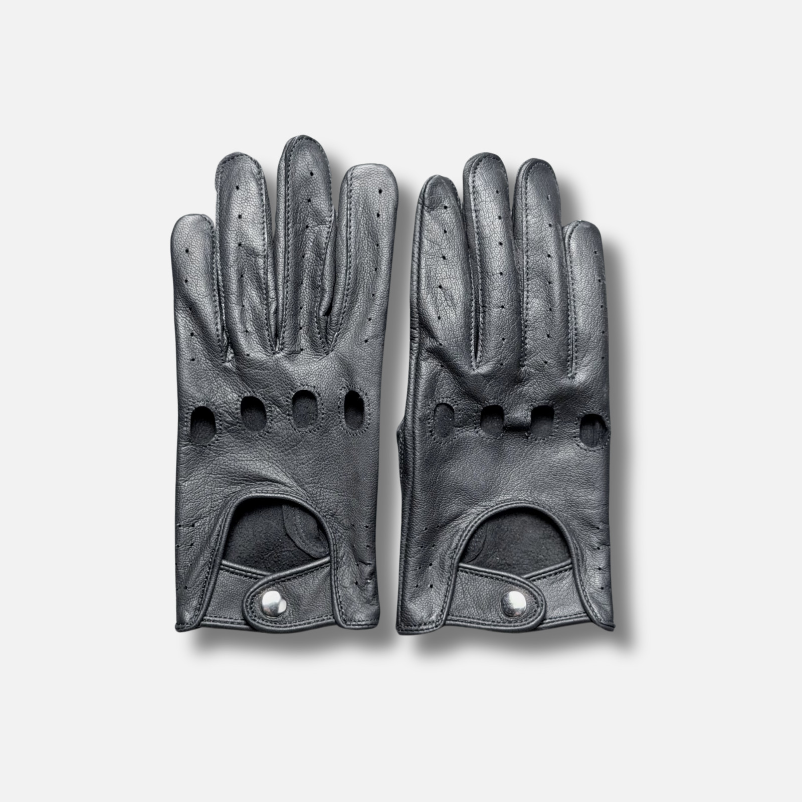 Bike Leather Vintage Black Leather Driving & Dress Gloves Men’s Classic Snap