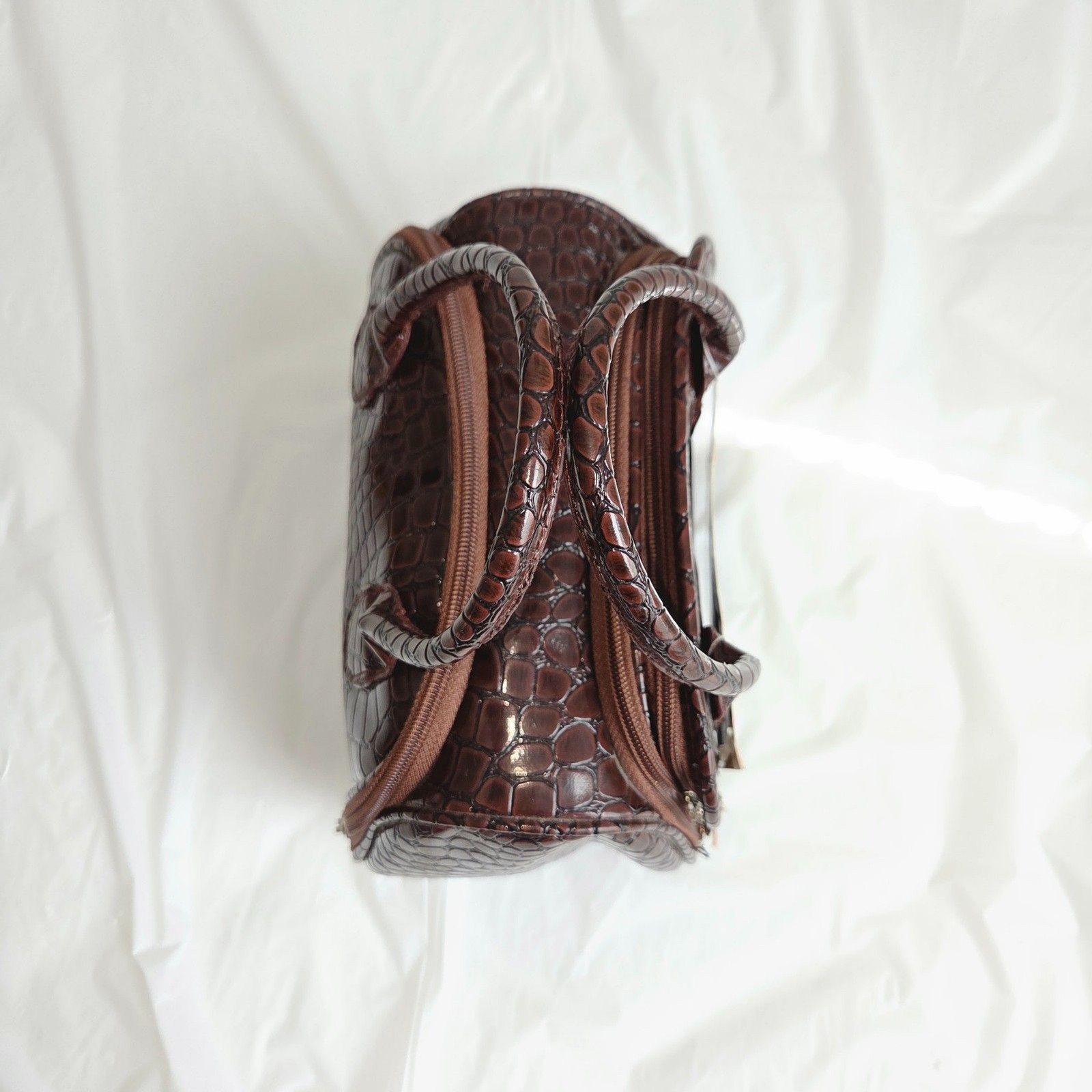 Vintage Caboodles Total Tote Brown Croc Cosmetic Case Organizer New Condition