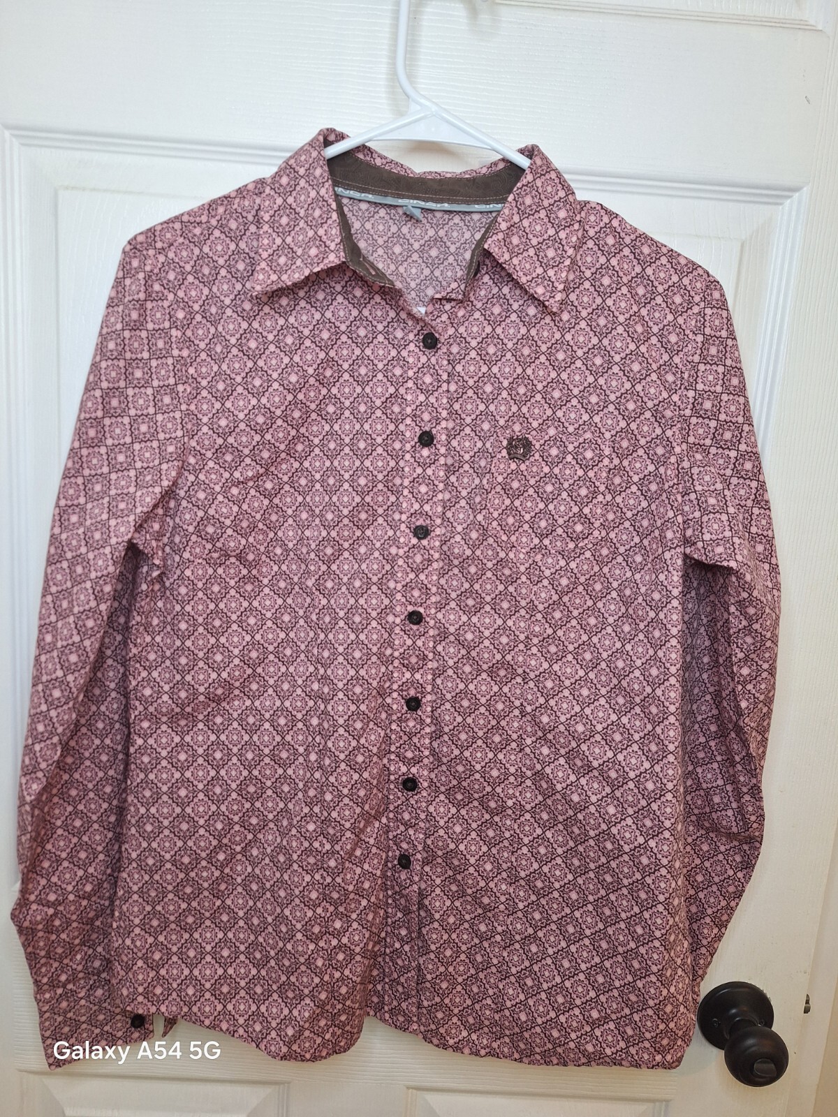 Cinch brown/pink long sleeve button up