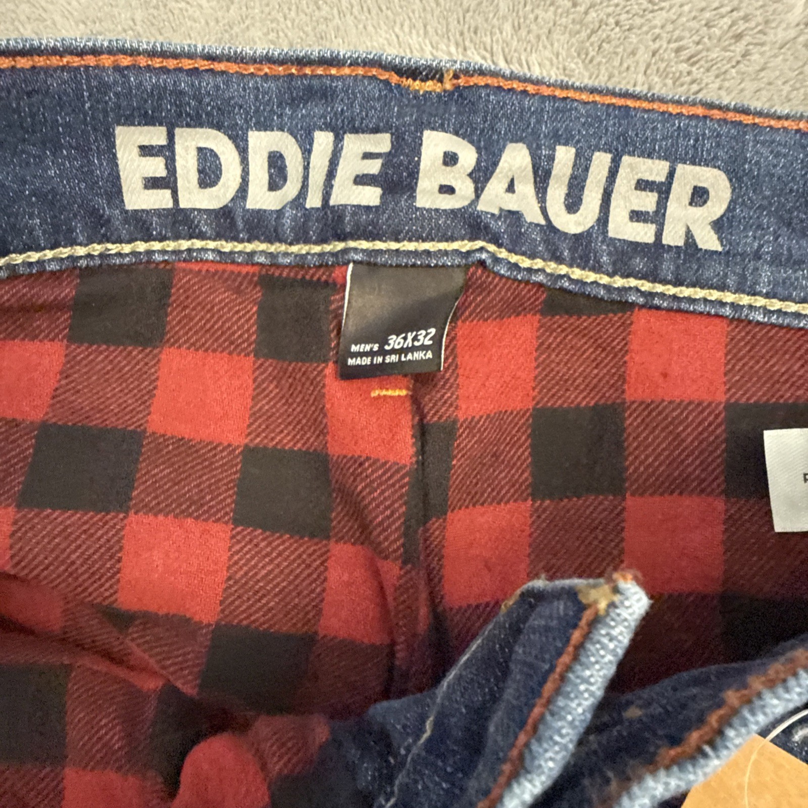 Eddie Bauer Men’s Flannel Lined Jeans 36×32 Straight Fit Brand New With Tags