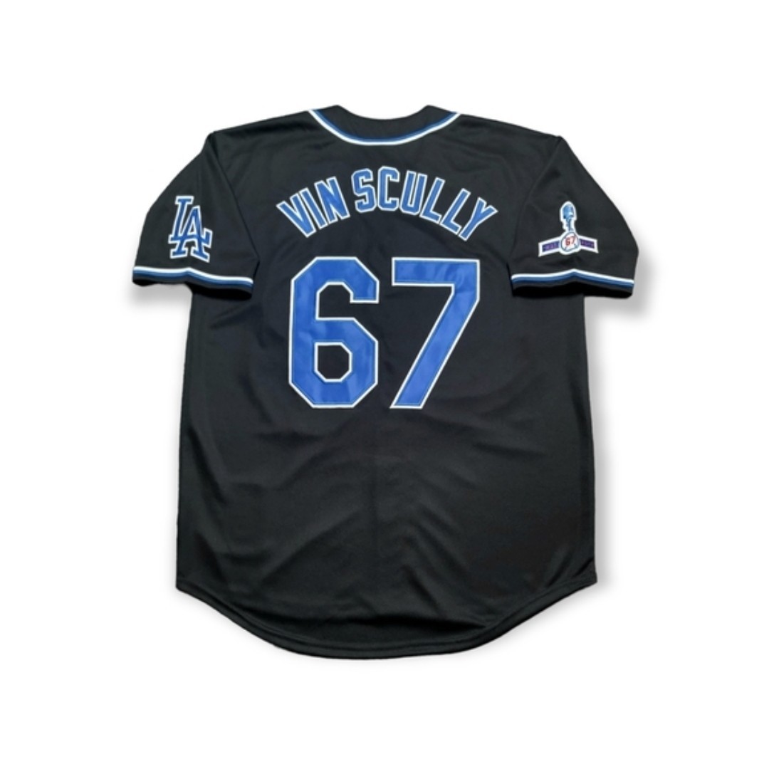 Vince Scully Los Angeles Dodgers VIN & 1950-2016 Men’s Alt Black Baseball Jersey