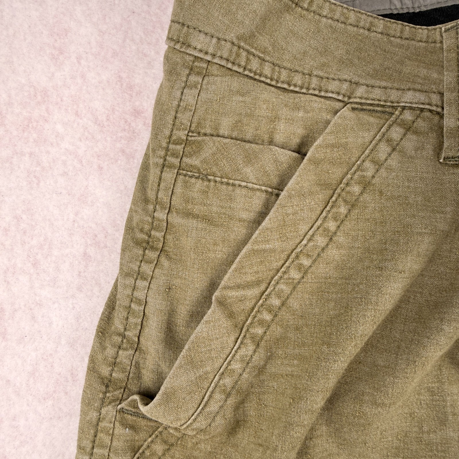 prAna Men’s Green Flat Front Casual Sz 32 Hemp Shorts 10 in Inseam Standard Fit