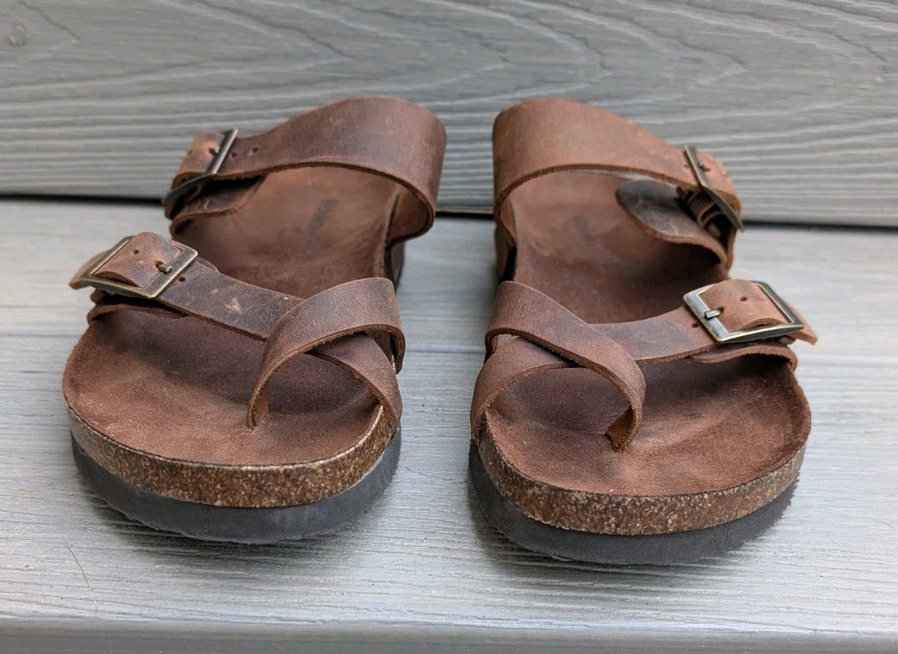 Mountain Sole Sandals Womens Size 6 Brown Leather 2 Straps MS29282