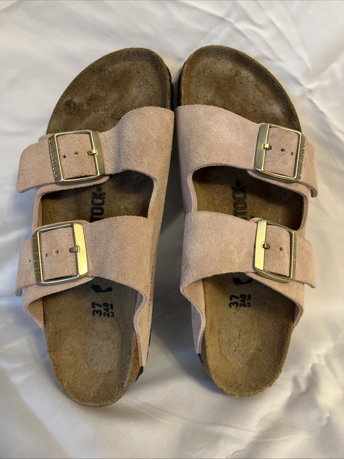 Birkenstock Arizona Light Rose Clay Pink Suede Leather 37 Sandals W 6-6.5 M 4