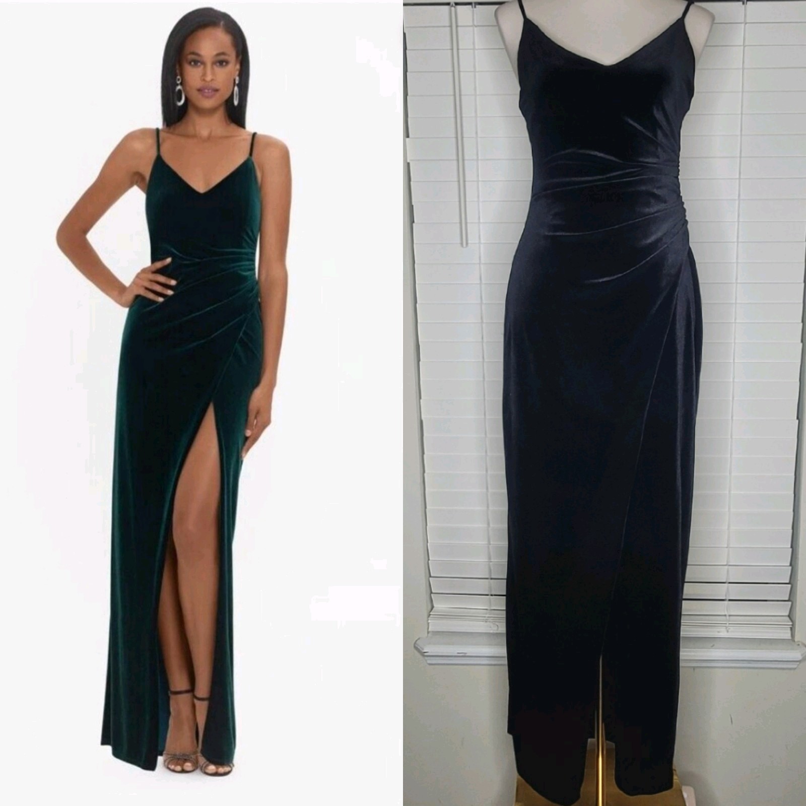 NWT Betsy & Adam Sz 8 Maritza Black Velvet Gown Black Tie Wedding Dark Romance