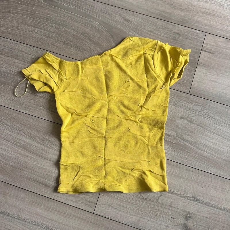 ZARA Yellow Off Shoulder Textured Top Size S