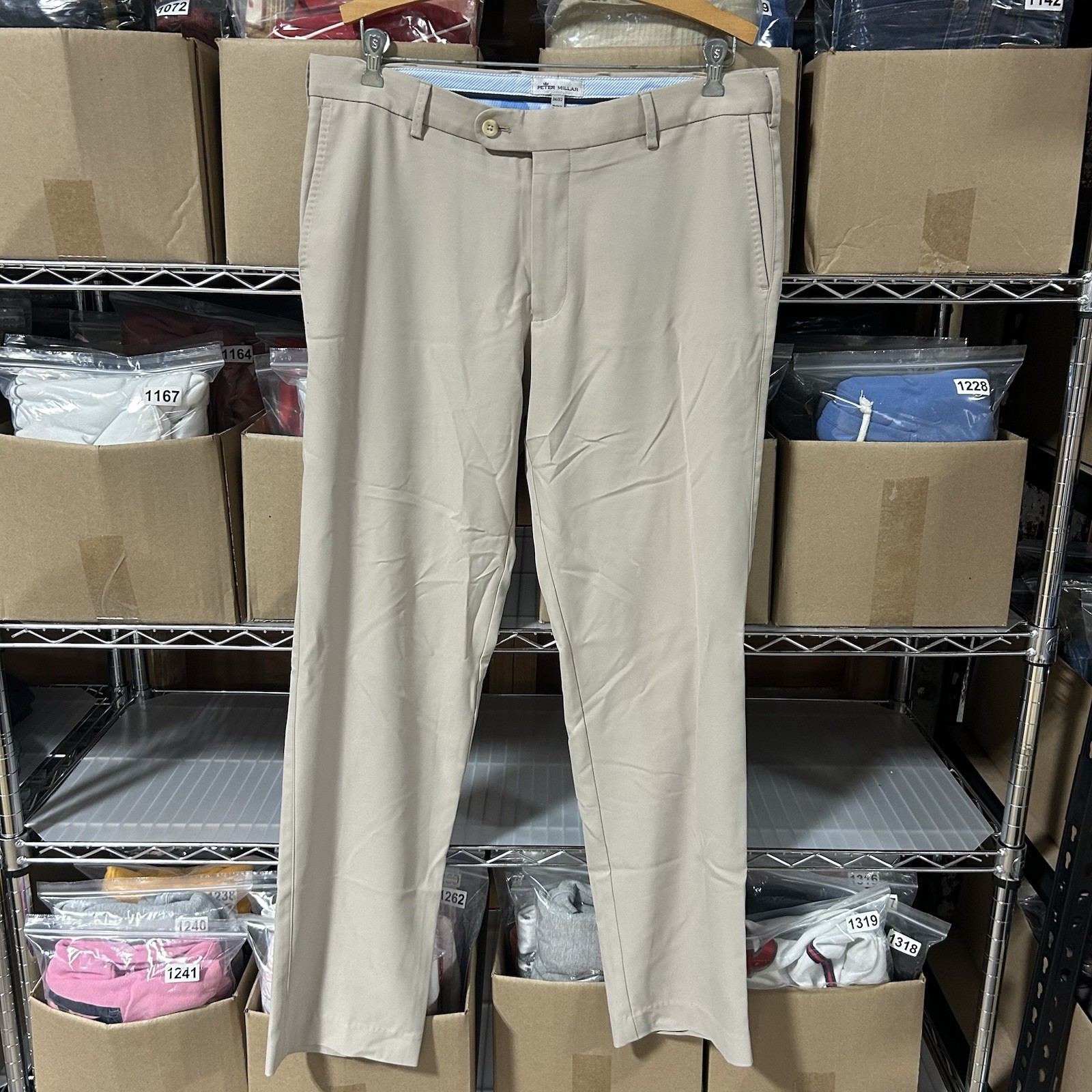 Peter Millar Crown Sport EB78 Performance Golf Pants Mens 34×32 Beige Chino