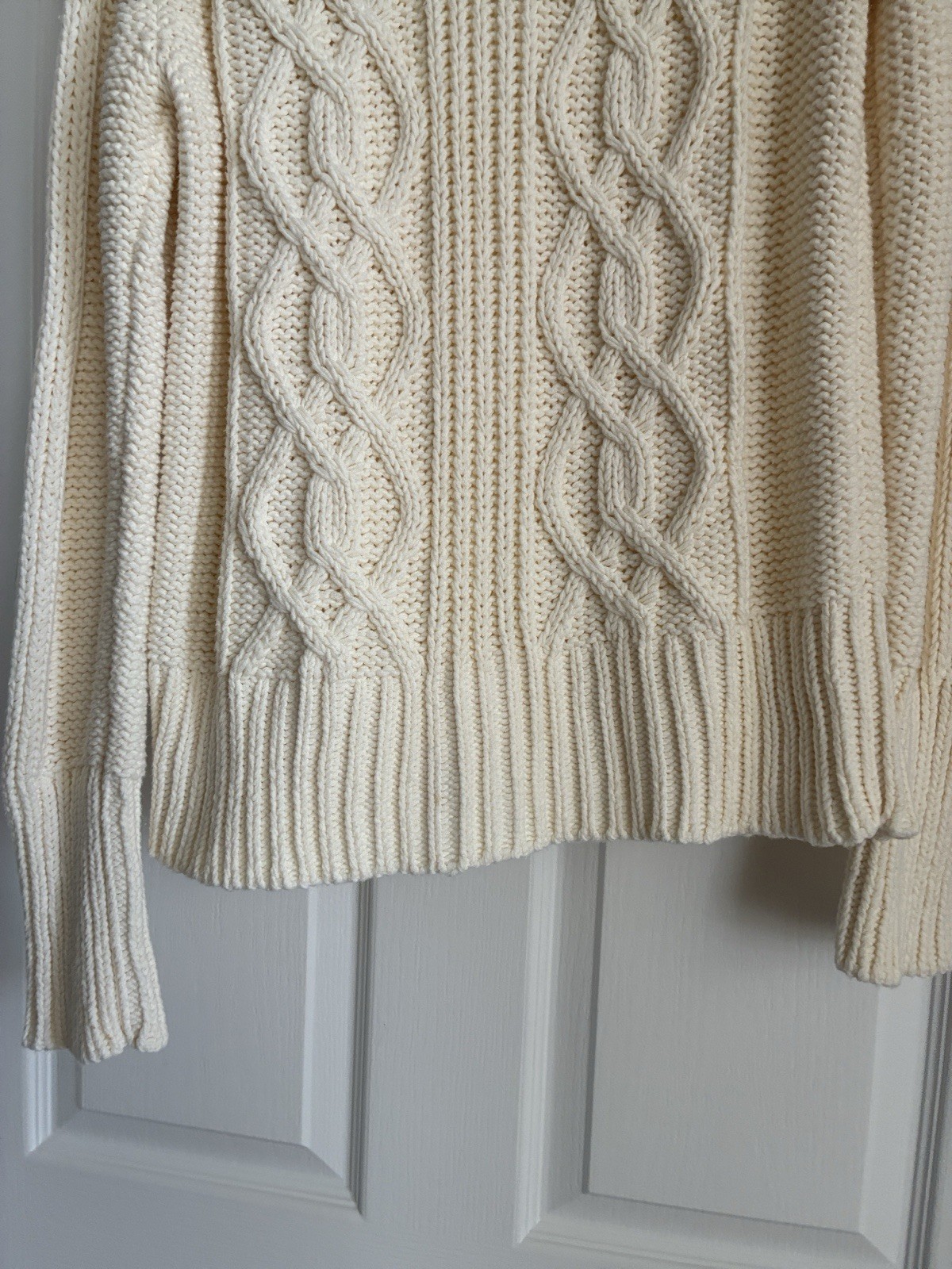 Vintage Falls Creek CableKnit SweaterCream Fisherman Collared CozyCottagecore
