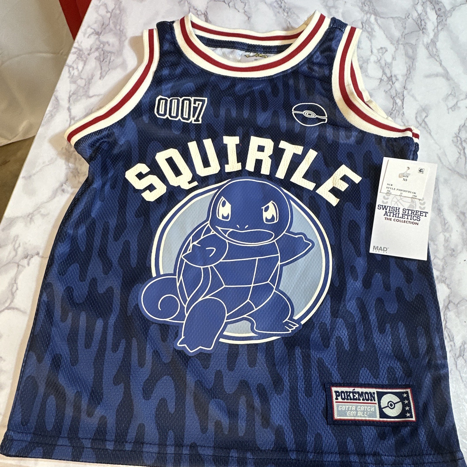 Pokemon Squirtle Men’s Blue Mesh Jersey Tank Top XS Breathable Basketball