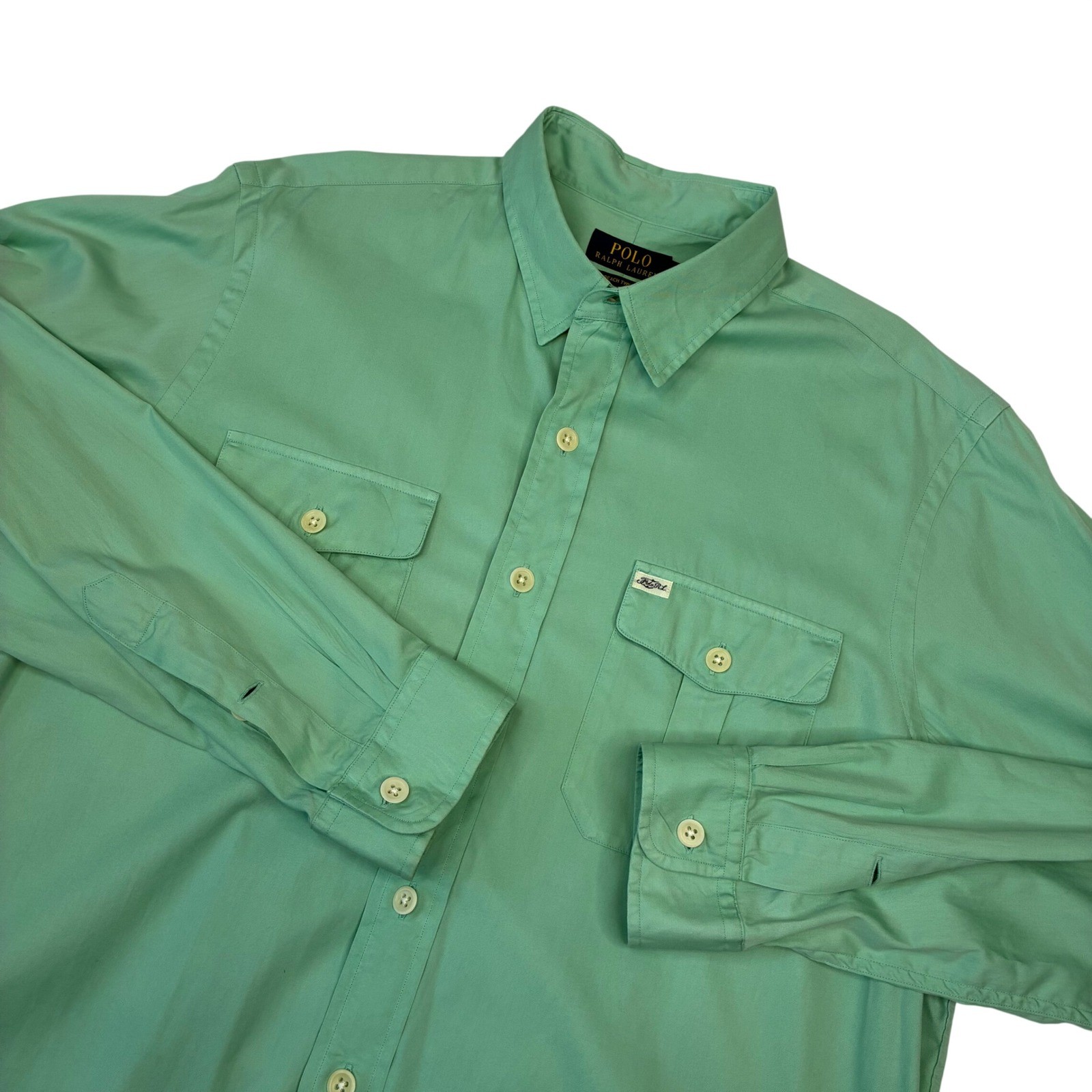 Polo Ralph Lauren Button Down Men Large Mint Green Beach Twill Utility Shirt