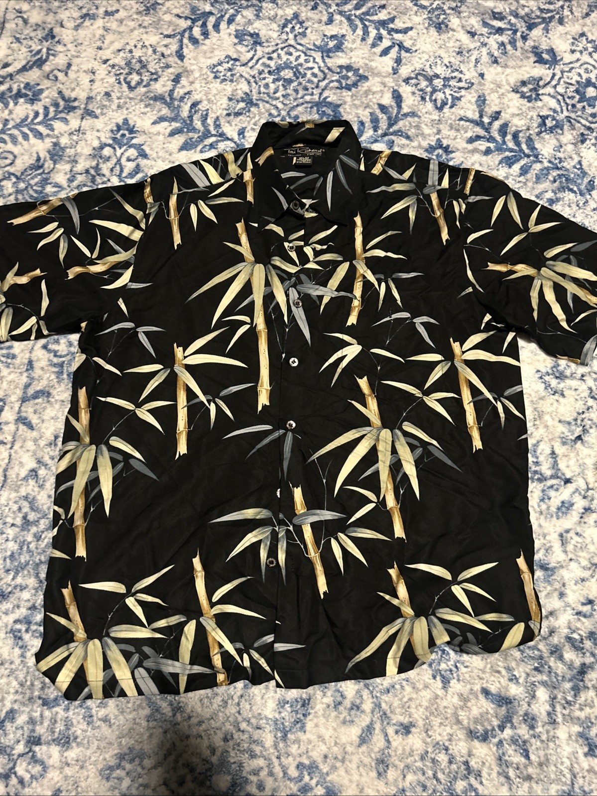 Tori Richard Men’s L Silk Tropical Print Hawaiian Short Sleeve Shirt-Hand Wash