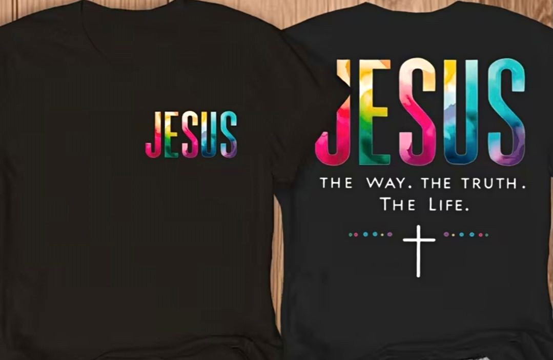 Black Jesus Graphic Print T-Shirt “The Way The Truth The Life” Crew Neck M