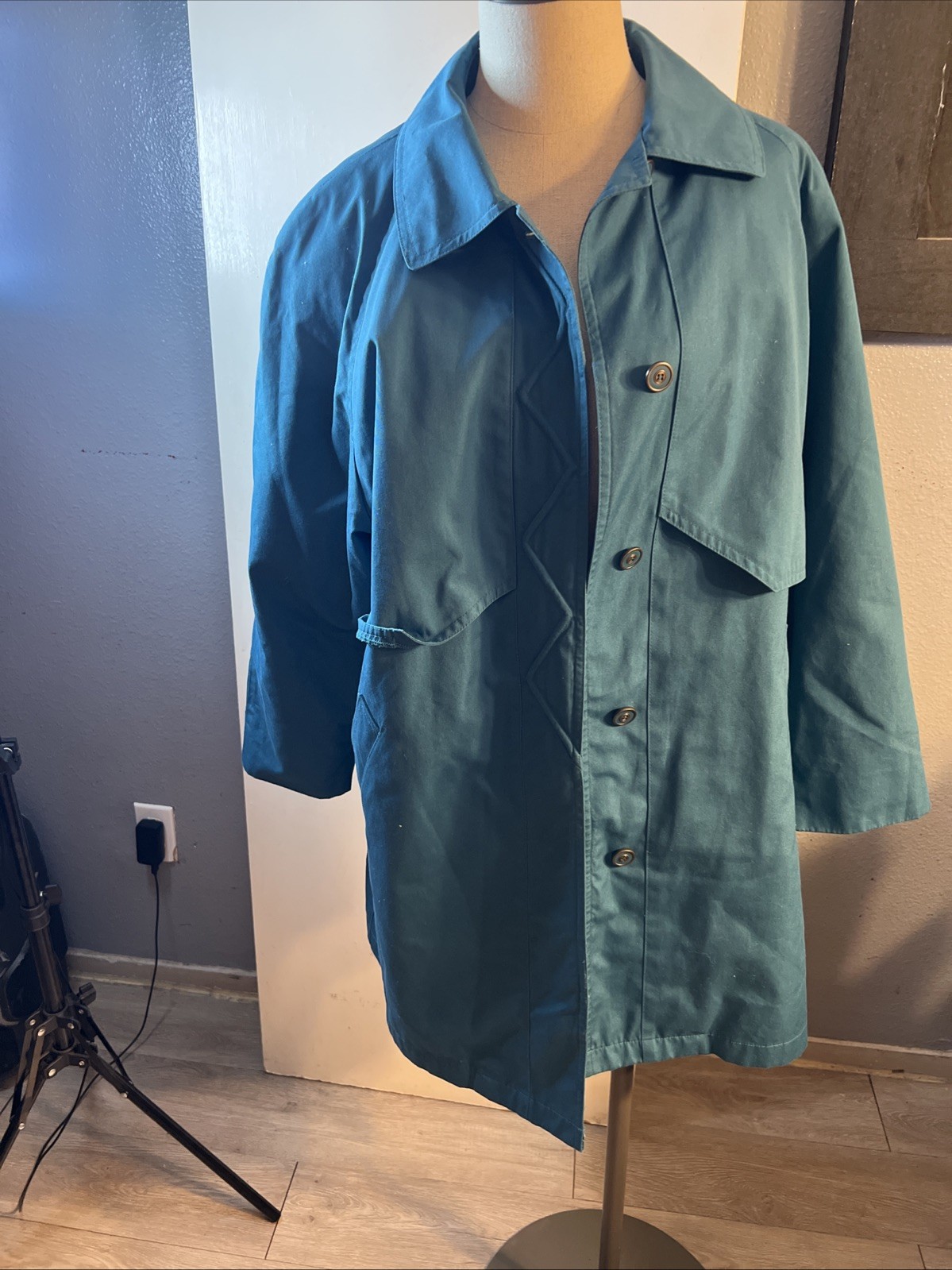 London Fog Women’s Green Belted Trench Coat with Removable Quilted Liner