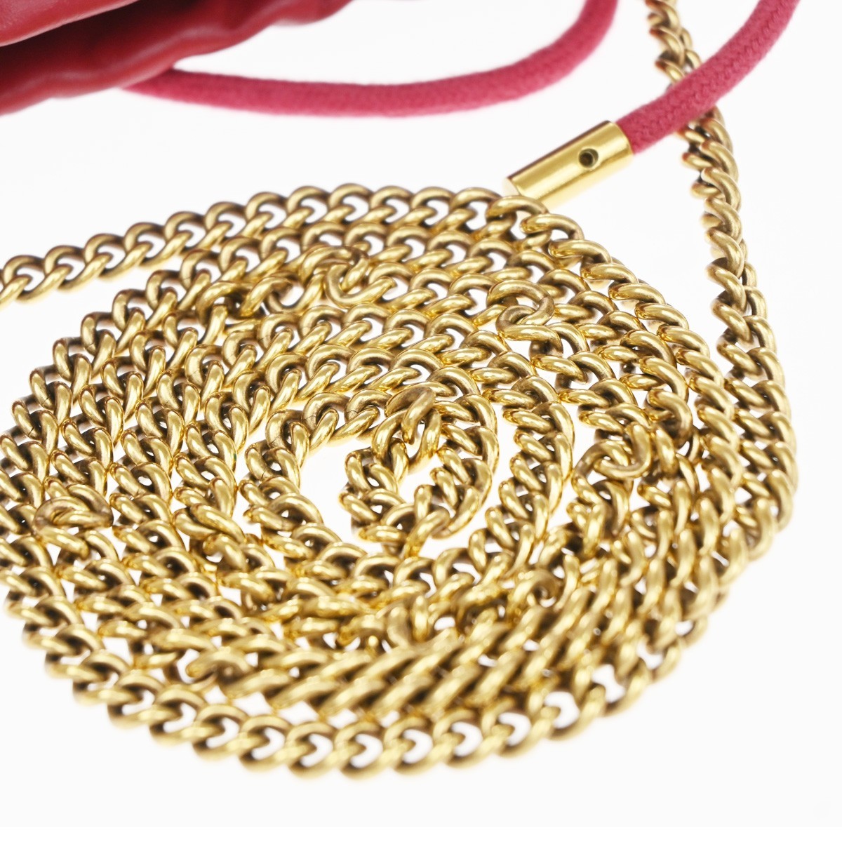 GUCCI GG Marmont Drawstring Chain Crossbody Shoulder Bag Leather Red GHW 84TA683