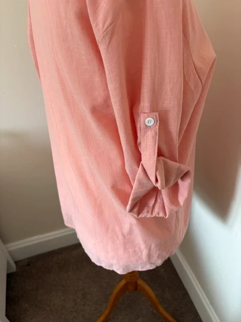 Pink linen look-polyester shirt size xxl. 18/20