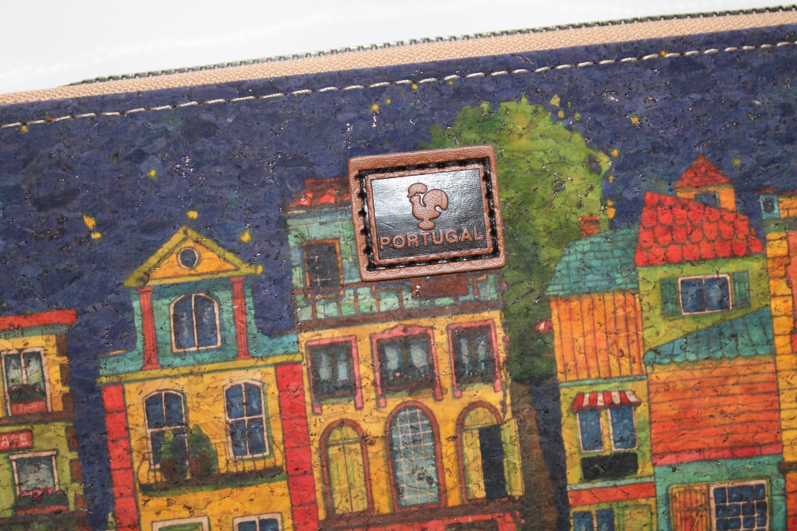 New 100% Cork Wallets Colorful Portugal Houses Boho Mediterranean Azulejo