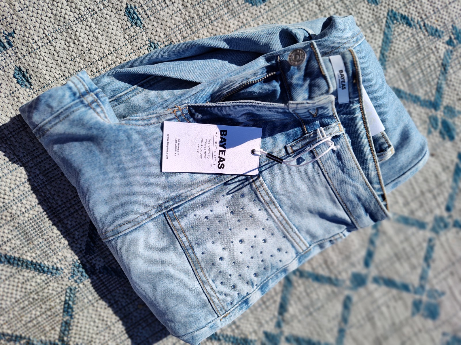 Bayeas Nordstrom mid-rise flare sparkle embellished jeans 26