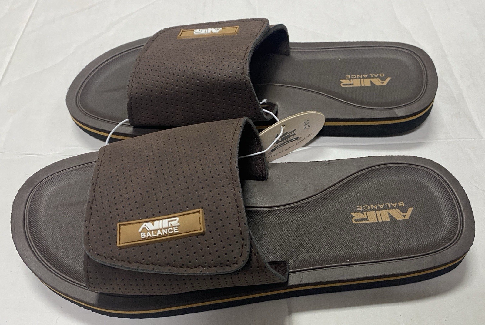 Air Balance Flip Flops Adjustable Tan Slide Sandals Men’s Size 8 9 10 11 12 13