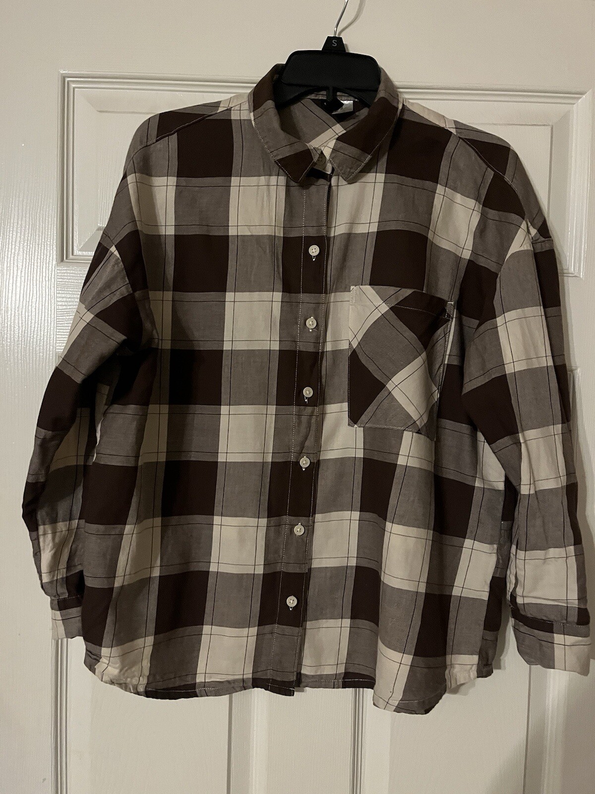 H&M Divided Women’s Plaid Shirt Long Sleeve Button Up Size XS