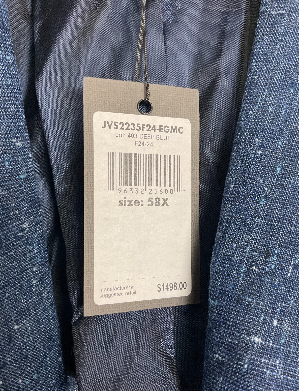 $1498 NWT New John Varvatos Lynn Hook and Bar Blazer Jacket EU58X US48X *Defect*