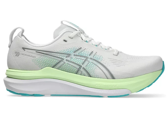 ASICS GEL-KAYANO 33 “EXTRA WIDE” 1011C229 100 White Energy Aqua Running Shoes