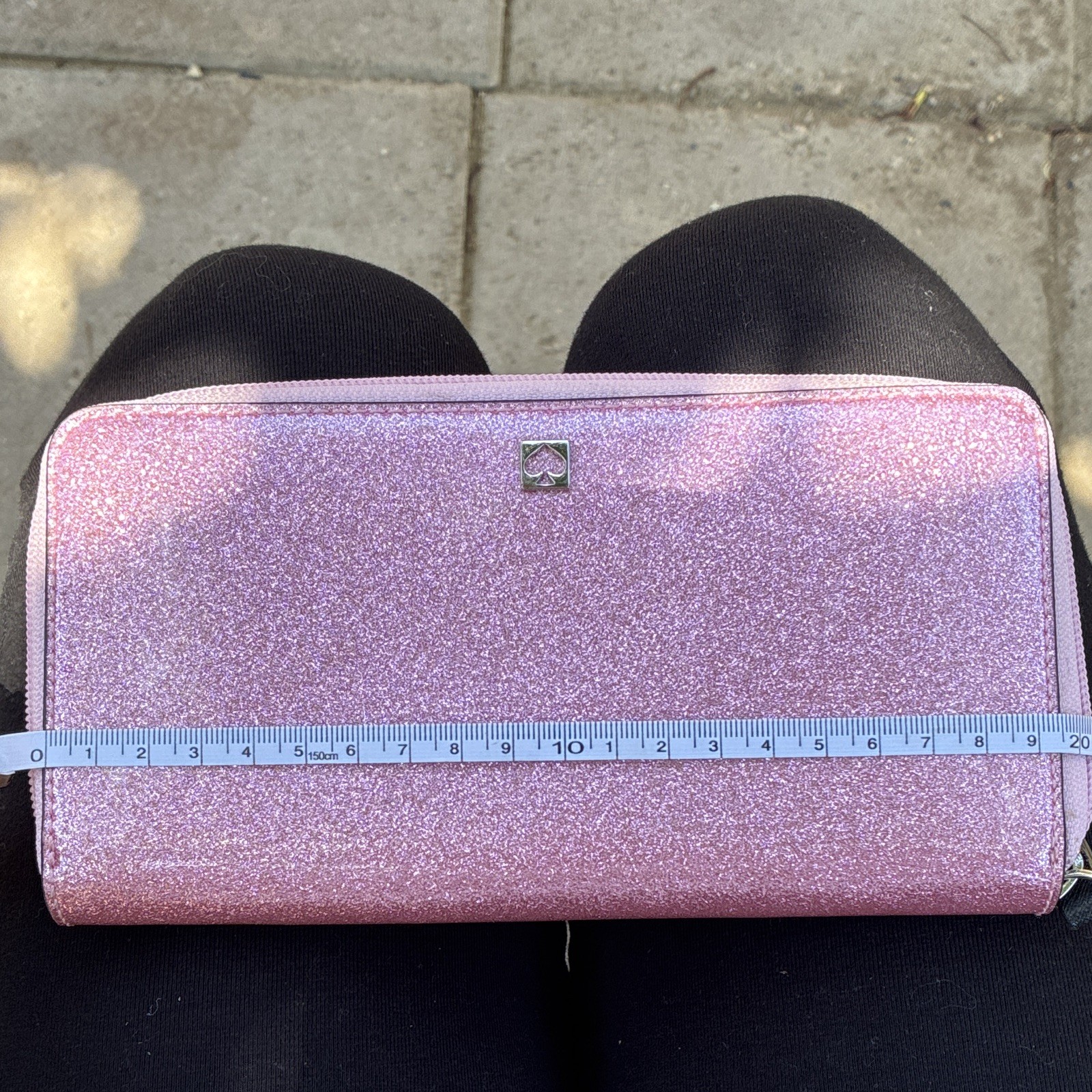 kate spade new york Pink Glitter Zip-Around Wallet, Credit Card Slots